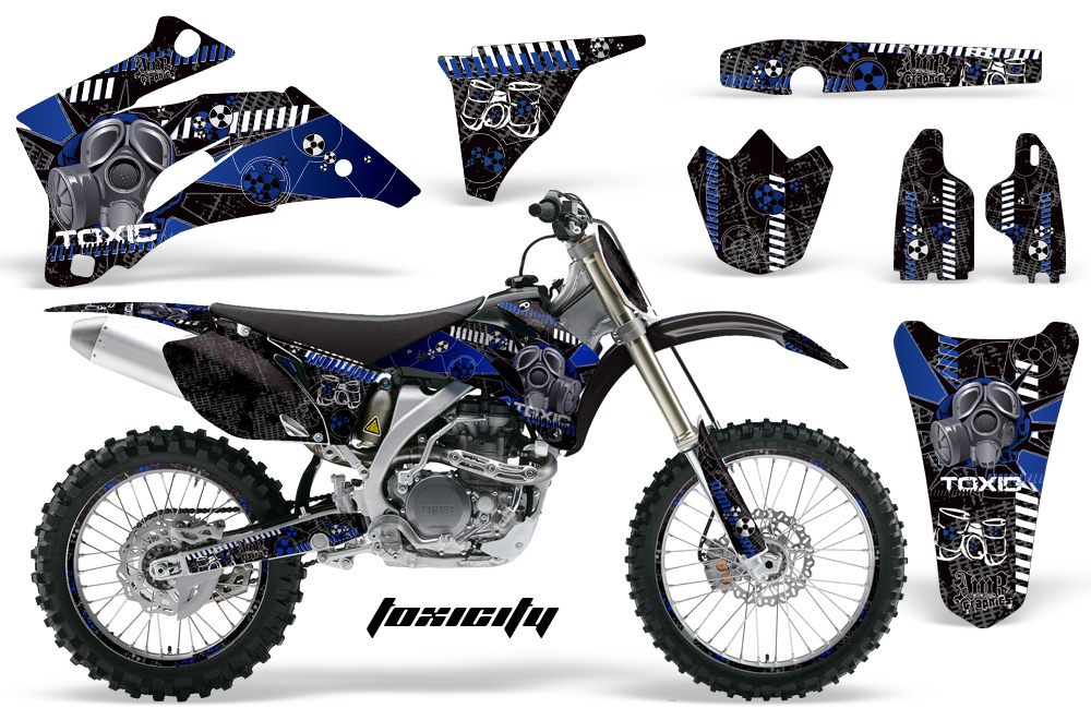 Yamaha YZ 250F 450F 02-09 Graphics Kit Toxicity Blue BLACKBG NPs